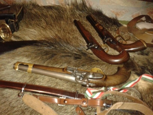 Some of the muzzle loading pistols at the weapons exhibition.
