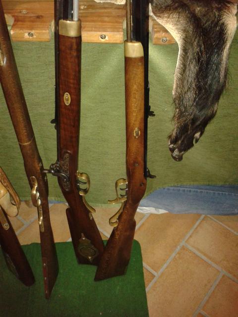 Some of the muzzle loading rifles at the weapons exhibition.