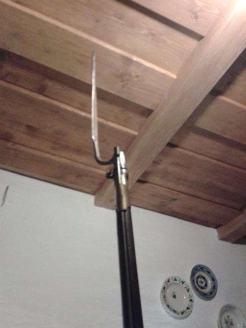 Muzzel loading rifle with bayonet.