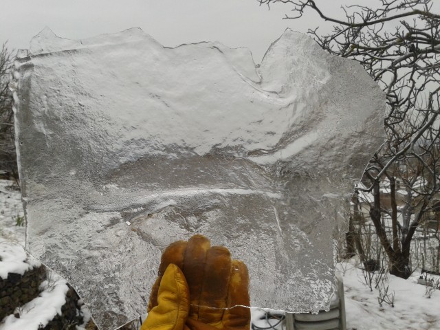 A layer of very slipper ice was on everything today.