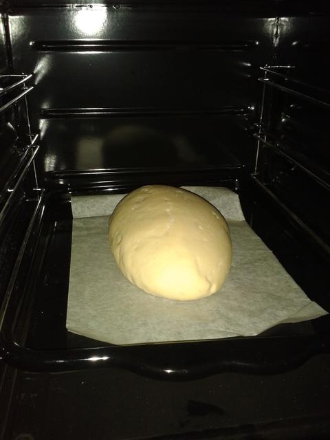 Bread in the oven.