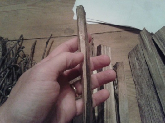 Wood split into thin strips