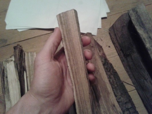 Wood split from small to medium  stove wood size.