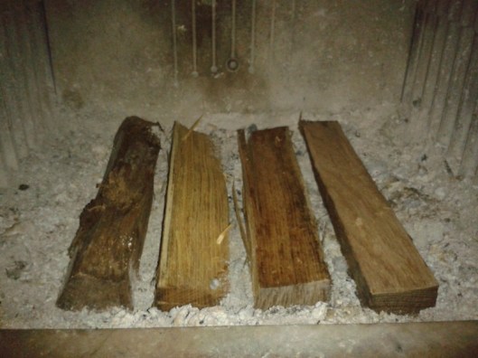 First layer of stove wood.
