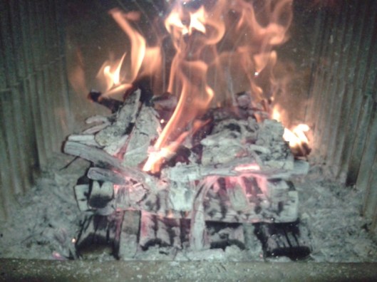 Entire wood column burning.