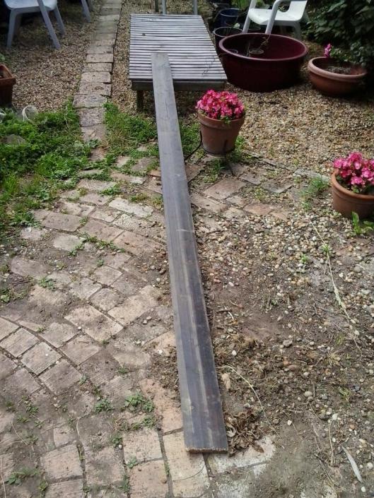 I did not have plywood sheets, but I did have long boards that I knew I could cut up and stack together to make the sides of the dehydrator. And the fact that they were already stained black was ideal for the interior of the dehydrator.