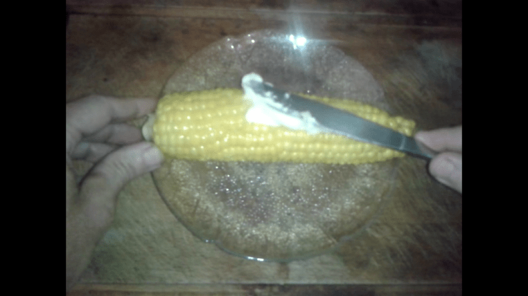 Cooked garden corn and butter. Yum !